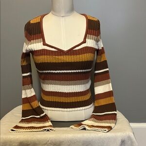 Striped Ribbed Knit Sweater - Hollister